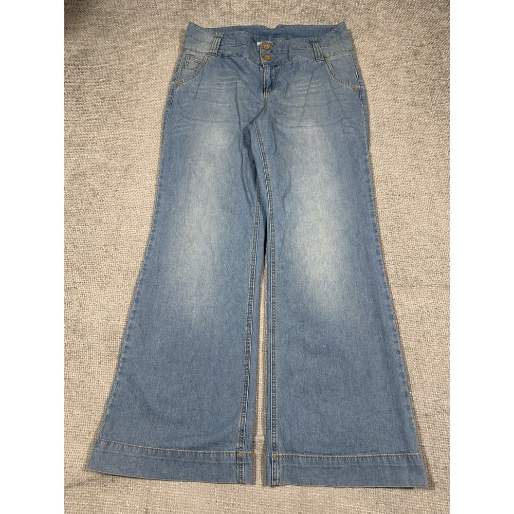 Route 66 Jeans Womens‎ 11/13 36x31 Blue Wide Leg Y2K Light Wash